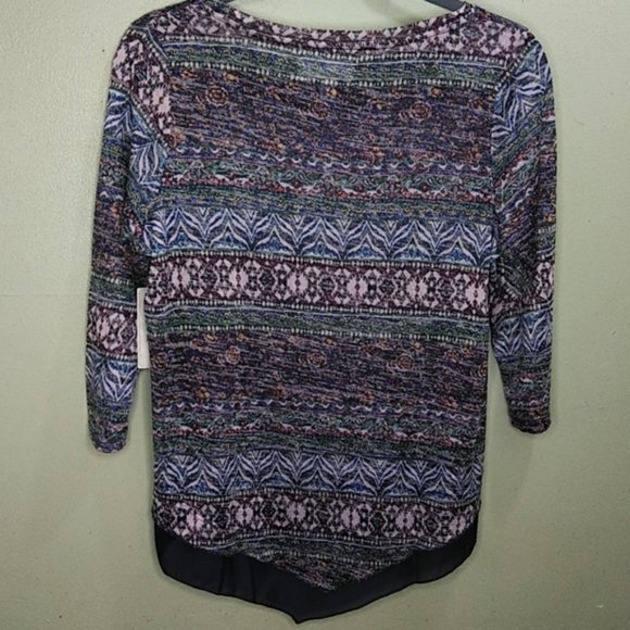 French Laundry Lightweight Multi-Color Top With Lattice Neckline 1X NWT - Picture 3 of 8